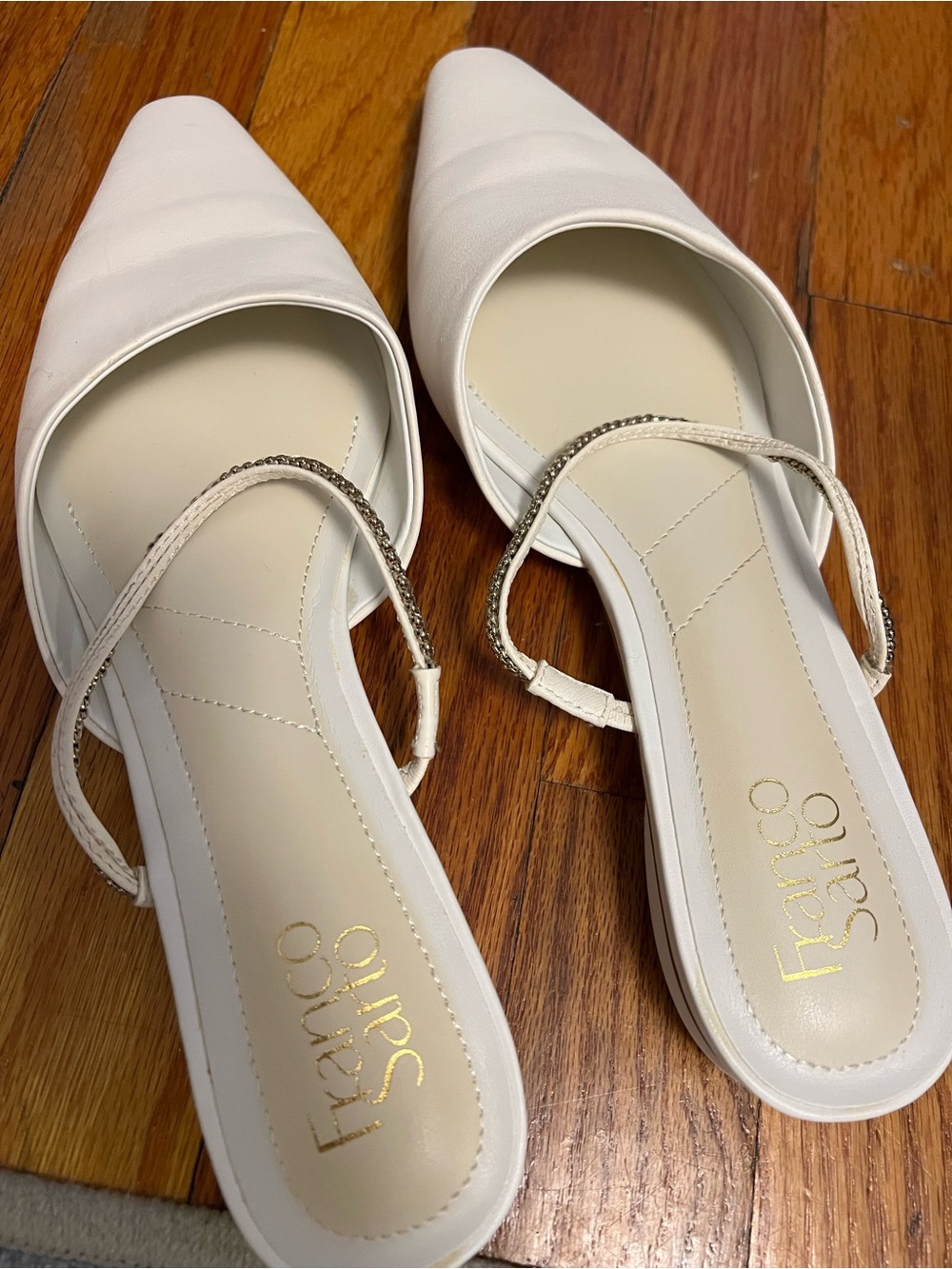 Franco Sarto Cream Pointed-Toe Slingback Flats
